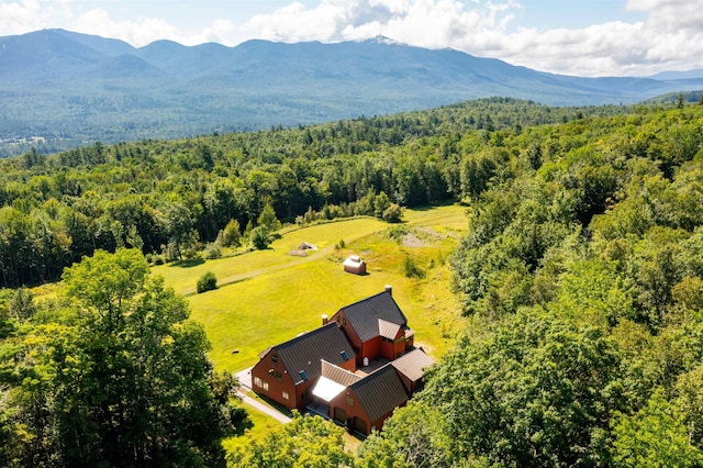 bird's eye view with a mountain view