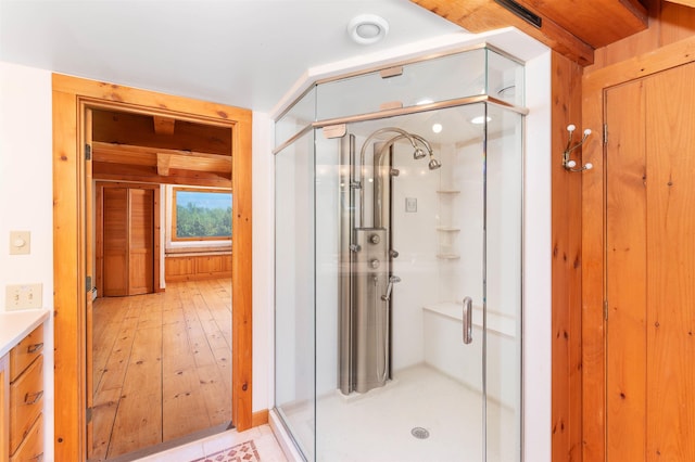 bathroom featuring walk in shower