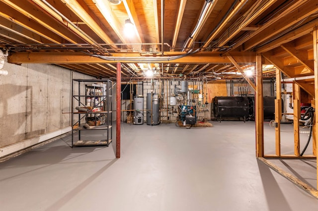 basement with gas water heater