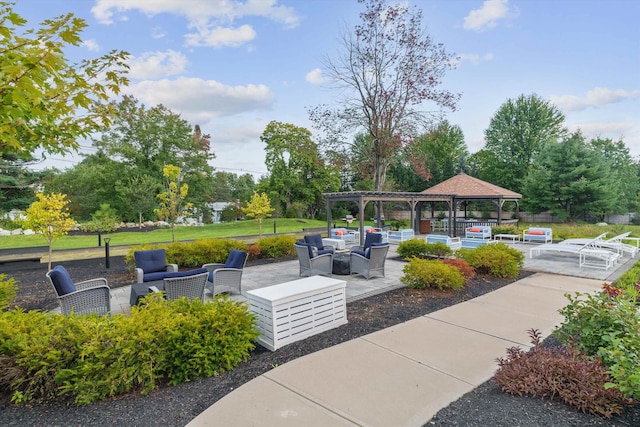 view of community with a gazebo