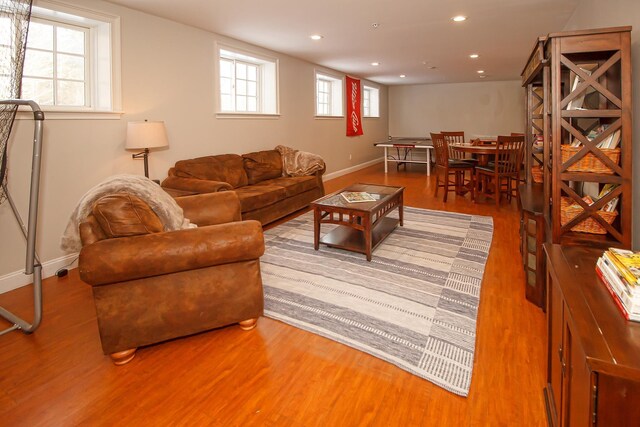 living room featuring hardwood / wood-style floors and a wealth of natural light