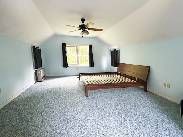 10 Hawthorne St, Plymouth, NH 03264 - unfurnished bedroom featuring vaulted ceiling, carpet, ceiling fan, and baseboards