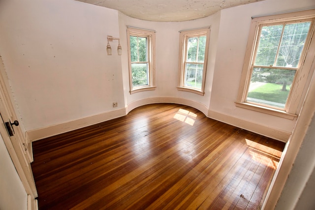 unfurnished room featuring plenty of natural light and hardwood / wood-style flooring