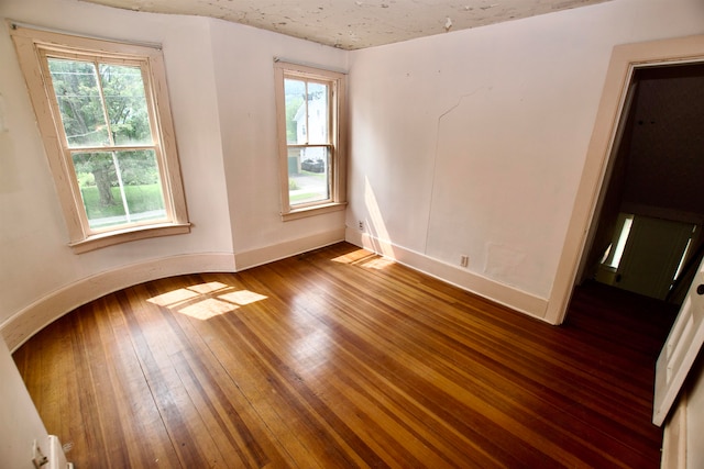 spare room featuring hardwood / wood-style flooring and a healthy amount of sunlight