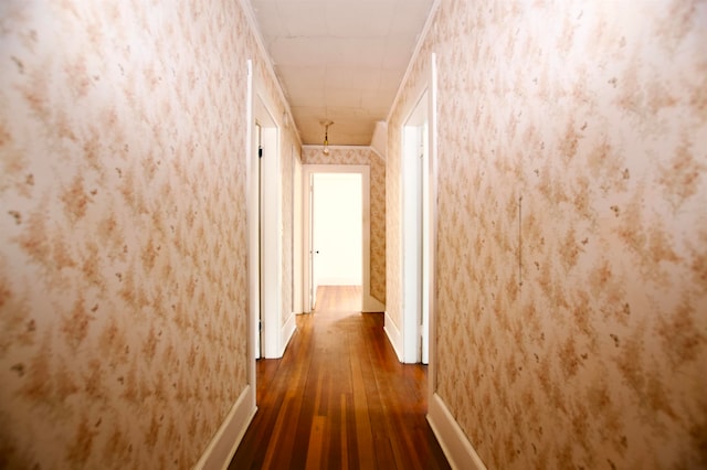 hall with dark hardwood / wood-style floors