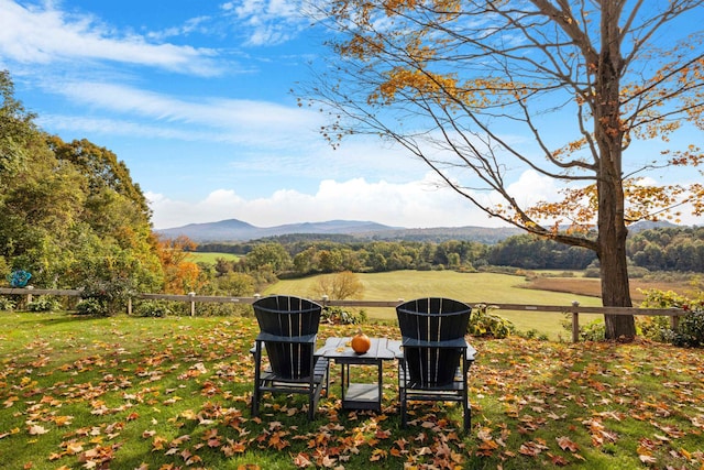 mountain view featuring a wooded view