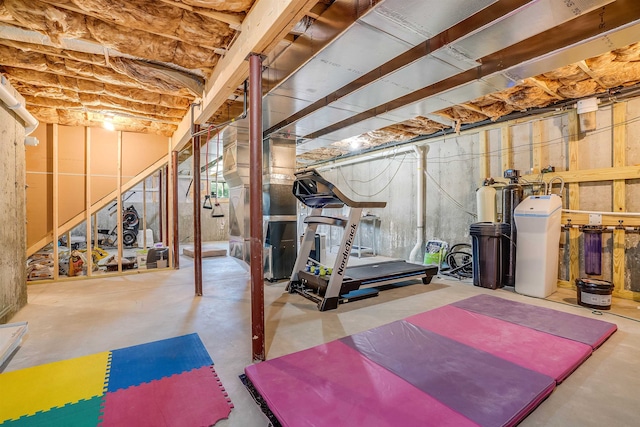 exercise room with concrete flooring