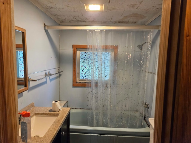 full bathroom with vanity, toilet, and tub / shower combination