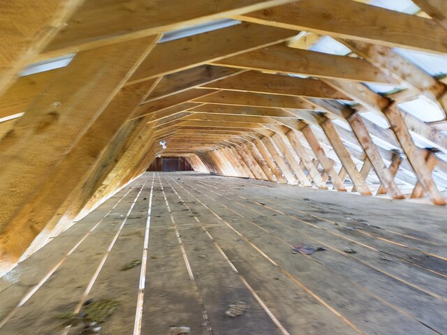 view of unfinished attic