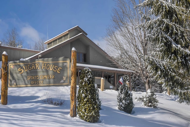 view of snow covered exterior