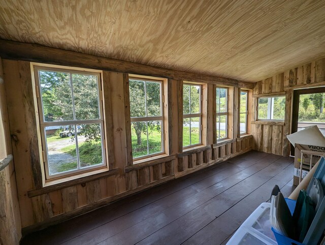 2454 W Barnet Rd, Barnet, VT 05821 - sunroom featuring wood-type flooring, healthy amount of natural light, vaulted ceiling, wooden ceiling, and wood walls