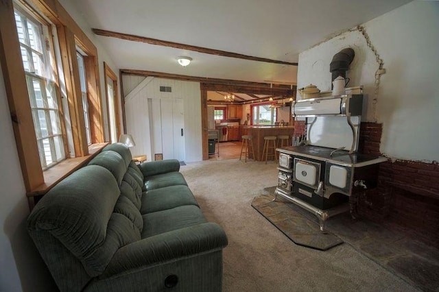 carpeted living room with visible vents