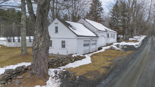 view of snow covered exterior