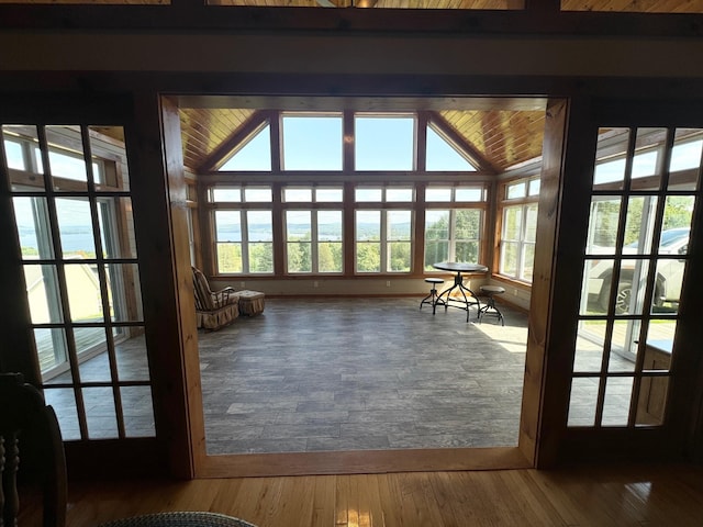 doorway featuring wood-type flooring