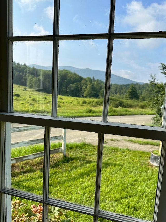 interior space featuring a mountain view