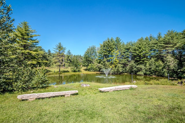 exterior space with a water view