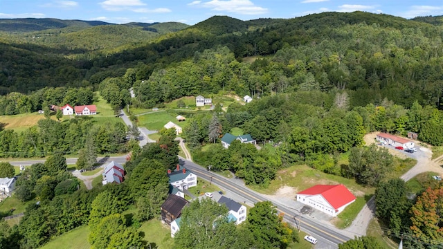 drone / aerial view featuring a mountain view