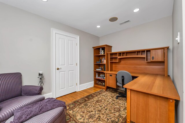 office featuring light hardwood / wood-style flooring