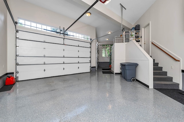 garage with a garage door opener