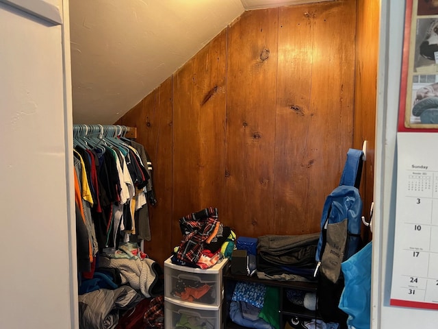 spacious closet with vaulted ceiling