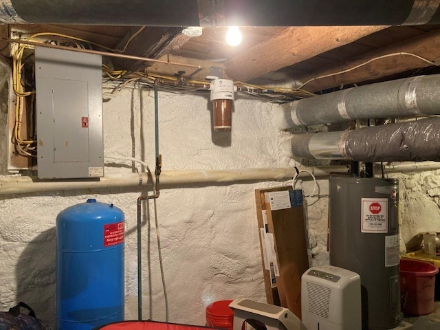 utilities with electric water heater and electric panel