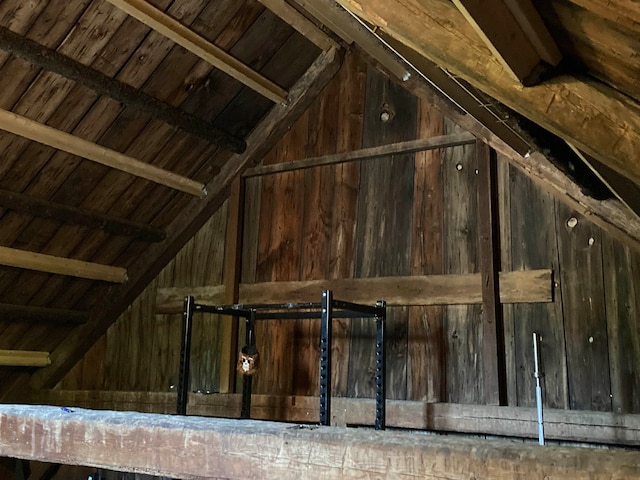 view of unfinished attic