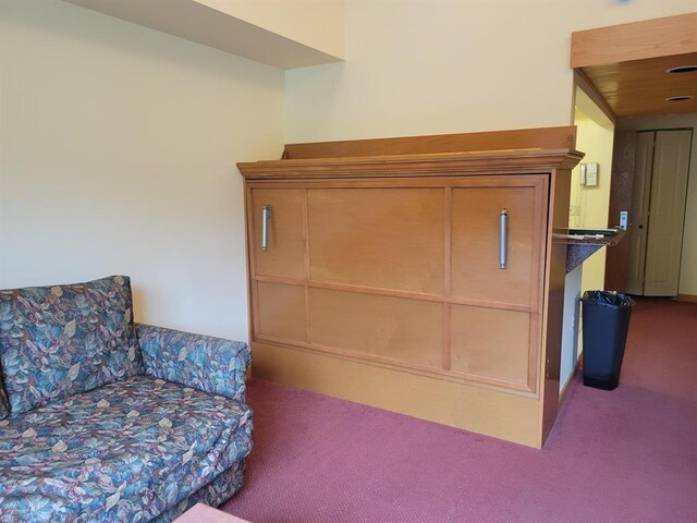 living area featuring carpet flooring
