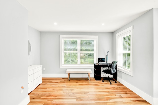 living area with light wood-type flooring