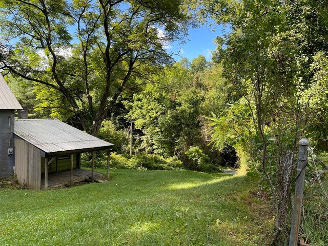 view of yard featuring an outbuilding