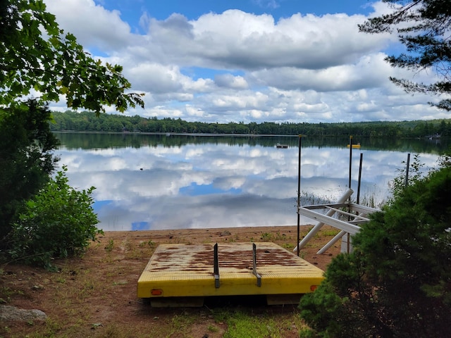 view of dock featuring a water view