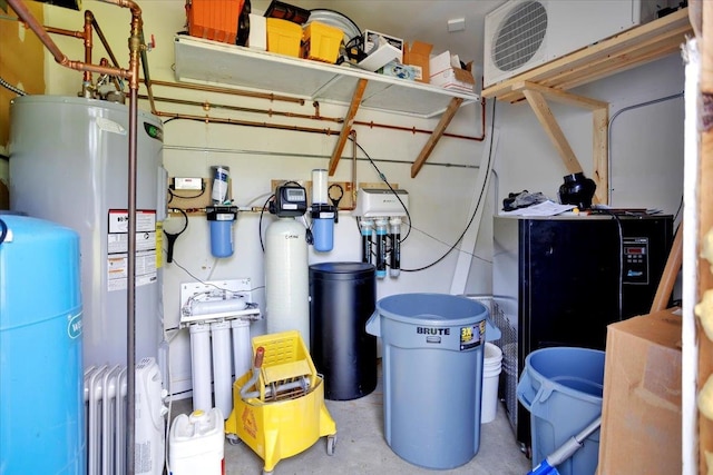 utility room with gas water heater