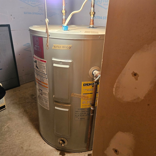 utility room with electric water heater