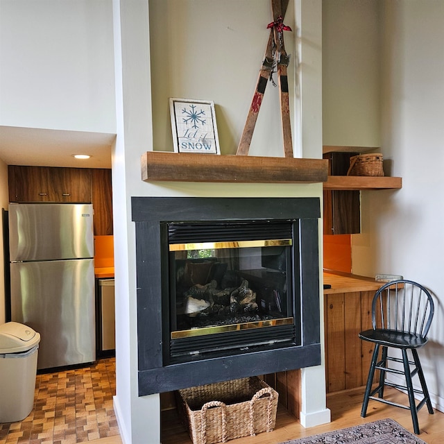 room details with stainless steel fridge