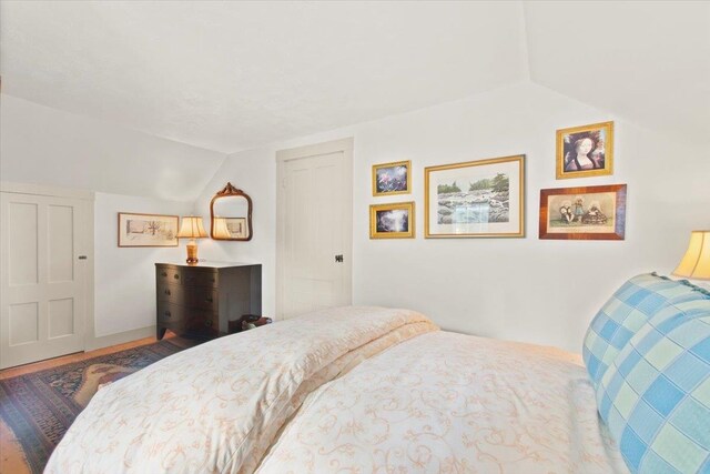 bedroom with vaulted ceiling