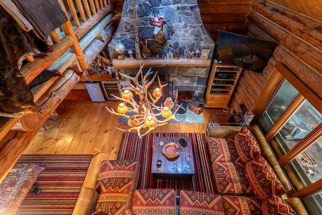 living room with hardwood / wood-style floors