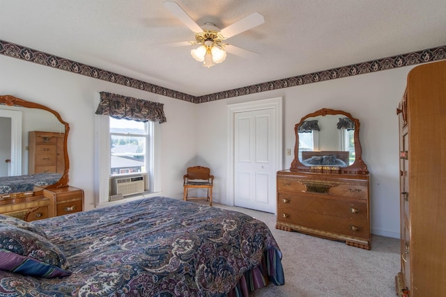 6694 Vt Route 100, Troy, VT 05859 - bedroom featuring cooling unit, light colored carpet, and a ceiling fan