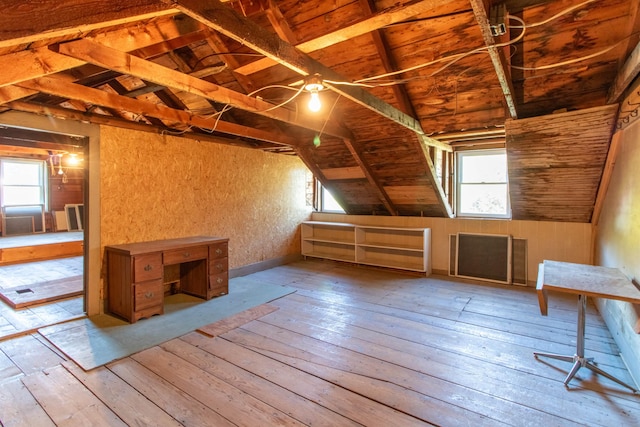 6694 Vt Route 100, Troy, VT 05859 - bonus room featuring wooden ceiling, hardwood / wood-style flooring, and lofted ceiling with beams