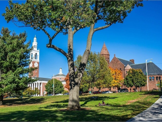 view of property's community featuring a lawn