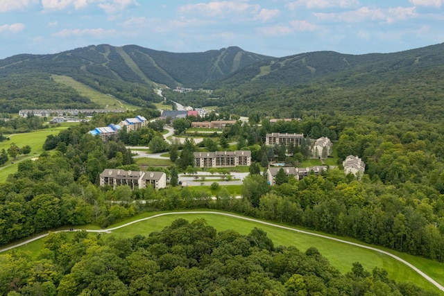 birds eye view of property featuring a mountain view