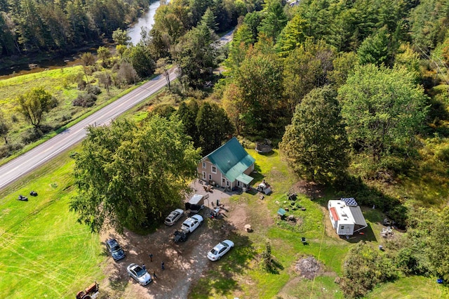 birds eye view of property featuring a rural view