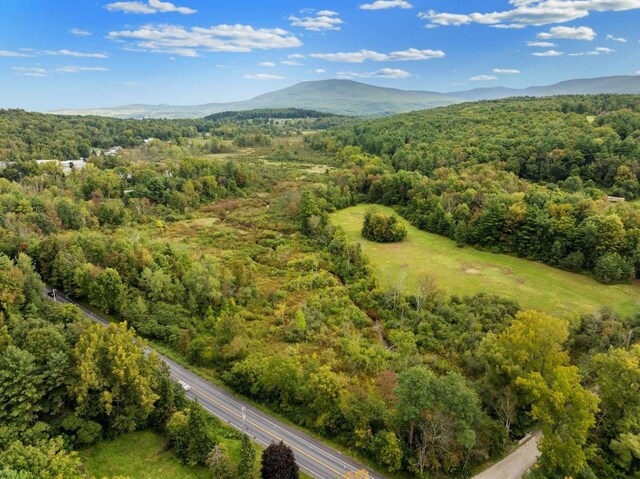 drone / aerial view featuring a mountain view