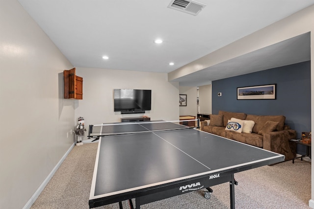 game room with carpet floors