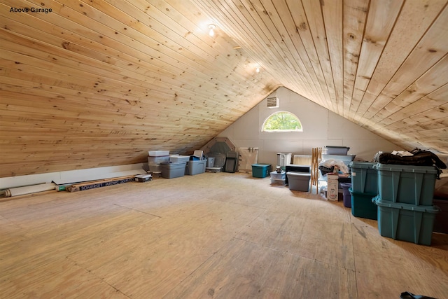 additional living space with wood ceiling and lofted ceiling