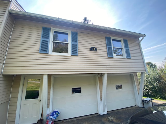 exterior space featuring a garage