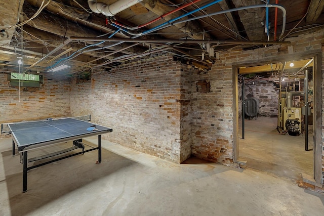 interior space with brick wall