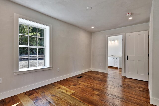 interior space with dark wood-type flooring