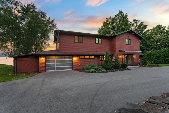 view of front of home with a garage