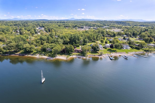 aerial view with a water and mountain view