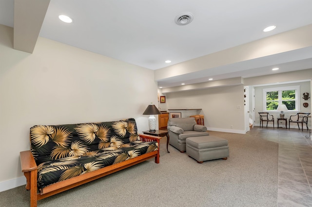 view of tiled living room