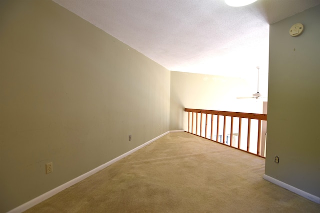 interior space with light carpet and a textured ceiling